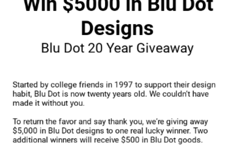 Win $5K Blu Dot Shopping Spree