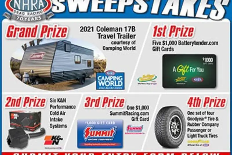 Win a 2021 Coleman 17B Travel Trailer from NHRA